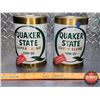 Image 4 : OIL TINS (2) : QUAKER STATE SUPER BLEND 10W30 (BOTH FULL!) (6"H x 4"Dia) (SEE PICS!)