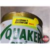 Image 8 : OIL TINS (2) : - QUAKER STATE SUPER BLEND MOTOR OIL (5-1/2"H x 4"Dia)  - QUAKER STATE SUPER BLEND MO