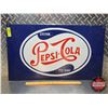 Image 1 : Single Side Metal Sign "PEPSI-COLA" Sign (Painted / Re-Painted?) (13"H x 21-1/2"W) (SEE PICS!)