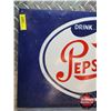 Image 2 : Single Side Metal Sign "PEPSI-COLA" Sign (Painted / Re-Painted?) (13"H x 21-1/2"W) (SEE PICS!)