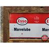 Image 2 : Framed Un-Rolled Oil Tin : ESSO MARVELUBE (8-1/2"H x 14-1/2"W x 1"D) (SEE PICS!)