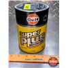 Image 1 : OIL TIN : GULF Super Plus Motor Oil (Cardboard) (6"H x 4"Dia) (SEE PICS!)