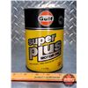 Image 2 : OIL TIN : GULF Super Plus Motor Oil (Cardboard) (6"H x 4"Dia) (SEE PICS!)