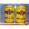 Image 2 : OIL TINS (2) : PENNZOIL Motor Oil (6-1/2"H x 4"Dia) (SEE PICS!)