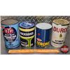 Image 1 : OIL TINS (4):  - STP Radiator Treatment (FULL!) (6-1/2"H x 4"Dia) - DUCKHAMS Motor Oil  - DU PONT ZE