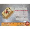 Image 2 : TEXACO Oil Change Stickers Holder with Stickers (5"H x 2"W x 1-1/2"D) (SEE PICS!)