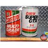 Image 2 : OIL TINS (2) : - Castrol MULTI-GRADE (Cardboard) - Castrol SUPER GTX (Cardboard) (6"H x 4"Dia) (SEE 