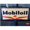 Image 2 : Double Sided "Mobiloil" Enamel Sign w/Cast Iron Base (50"H x 36"W x 30" Base Dia) (SEE PICS!)