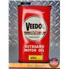 Image 2 : OIL TIN : VEEDOL OUTBOARD MOTOR OIL (8"H x 4-1/2"W x 2-1/2"D) (SEE PICS!)