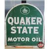 Image 1 : Double Sided Metal Tombstone Advertising Sign : "QUAKER STATE MOTOR OIL" (29"H x 26-1/2"W) (SEE PICS