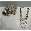 Image 1 : "Gold colored" and "Ivory" Multi-strand Necklace 17 pieces
