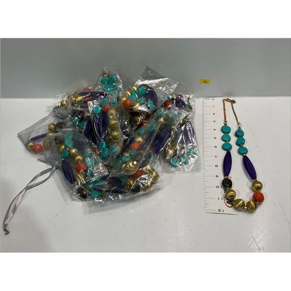 Multi-coloured Large Beaded Necklace  23 pieces