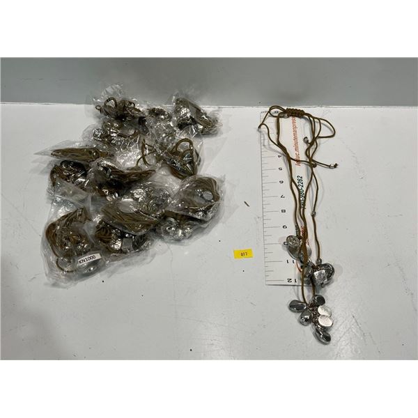 Leather Strand with "Silver Coloured" Beads and Coin Necklace  15pieces