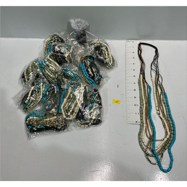 Multi-strand and Multi-coloured Bead Necklace  19 pieces