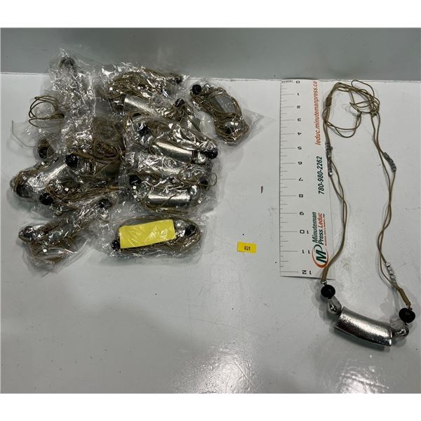 Leather Strand with Chunky "Silver" Beads  19 pieces