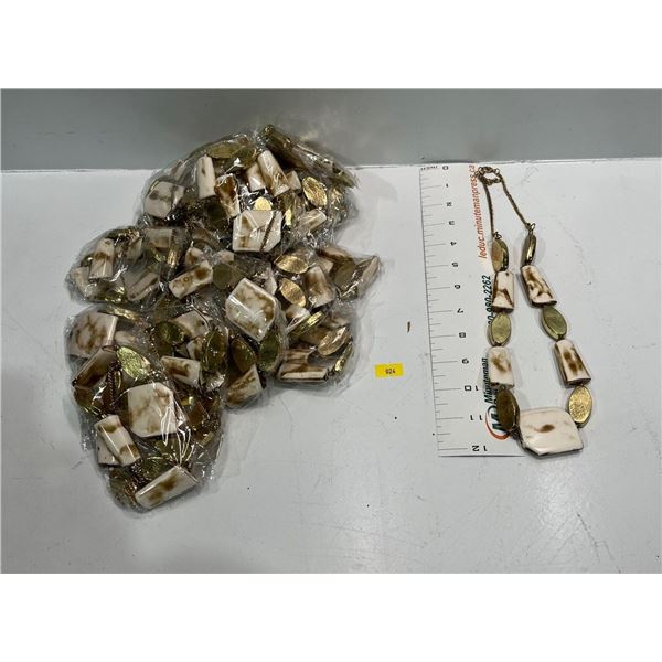 "Bone" and "Gold" Bead Necklace  21 pieces