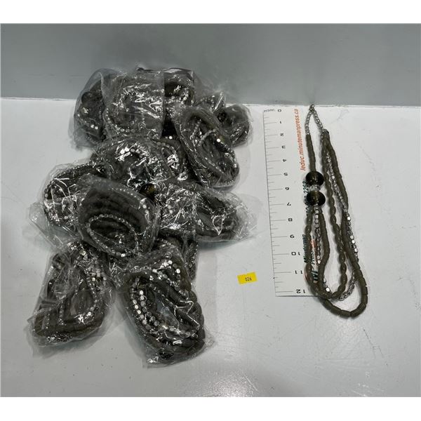 Gray and "Silver" Bead Multi-strand Necklace  26 pieces