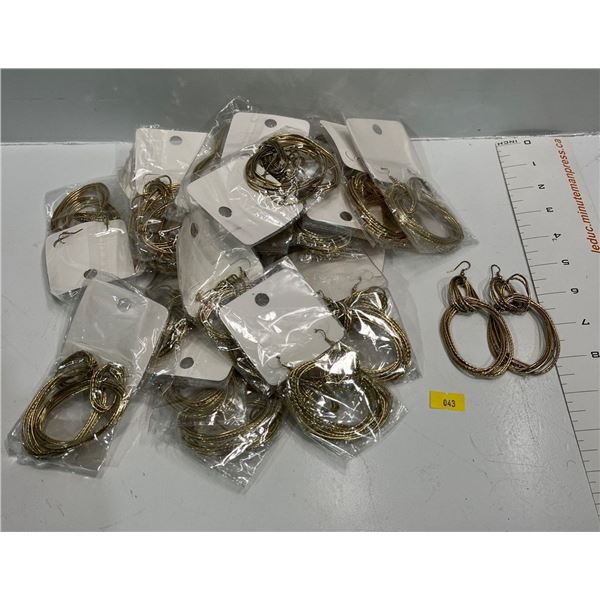 Dual Hoop "Gold" Oval Dangle Earrings  24 pairs