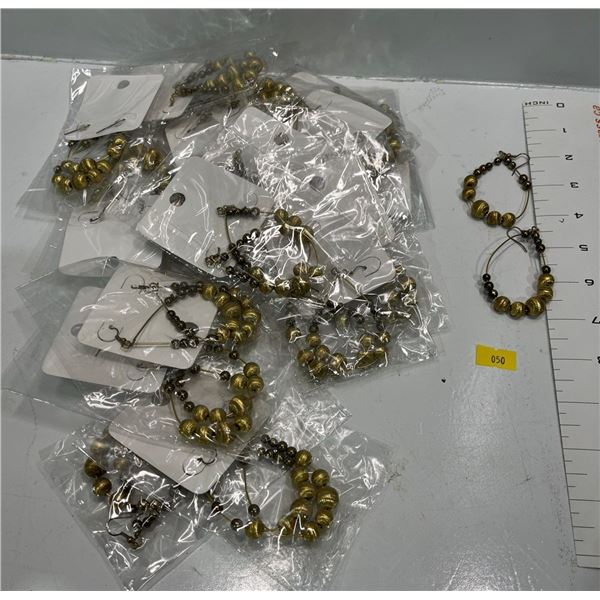 "Gold" and "Copper" Bead Oval Dangle Earrings  17 pairs