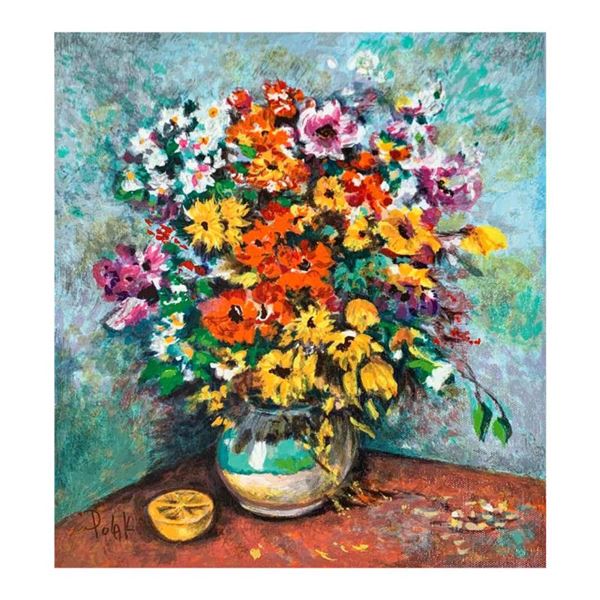 Dimitri Polak (1922-2008) "Red Flowers" Limited Edition Serigraph on Canvas