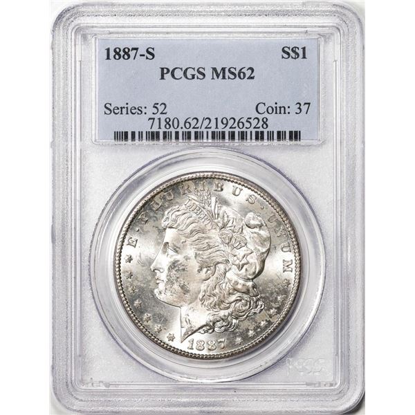 1887-S $1 Morgan Silver Dollar Coin PCGS MS62