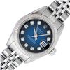 Image 2 : Rolex Ladies Stainless Steel Blue Vignette Diamond Datejust Wristwatch