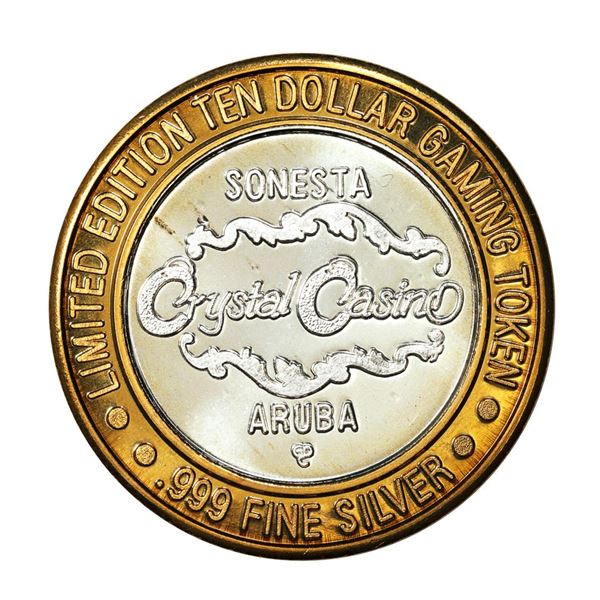 .999 Silver Crystal Casino Aruba $10 Casino Limited Edition Gaming Token