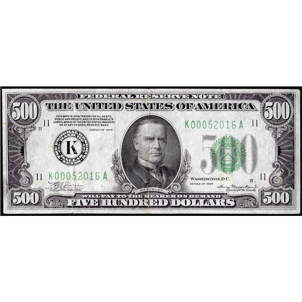 1934 $500 Federal Reserve Note Dallas