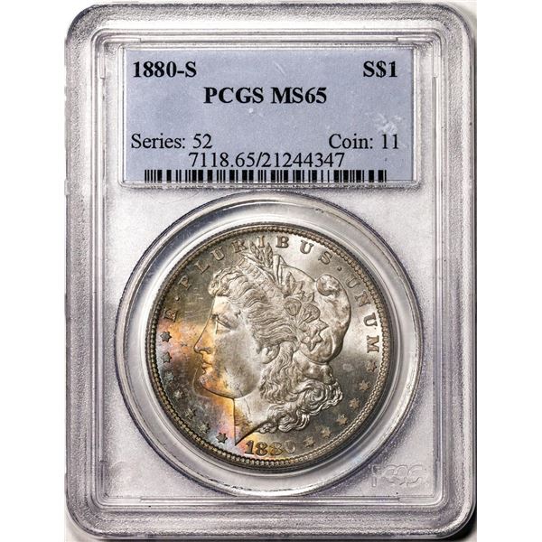 1880-S $1 Morgan Silver Dollar Coin PCGS MS65 Great Toning