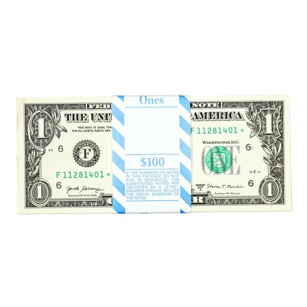 Pack of (100) Consecutive 2017A $1 Federal Reserve Star Notes Atlanta