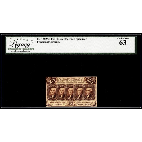 Specimen First Issue 25 Cents Fractional Currency Note Fr.1282SP Legacy Choice New 63