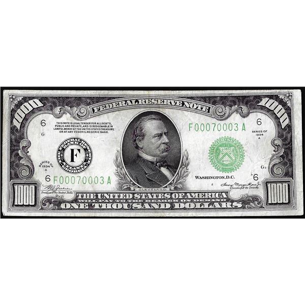 1934A $1,000 Federal Reserve Note Atlanta