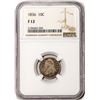 Image 1 : 1836 Capped Bust Dime Coin NGC F12 Amazing Color