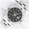 Image 2 : Rolex Ladies Stainless Steel Black Index Emerald and Diamond Datejust Wristwatch