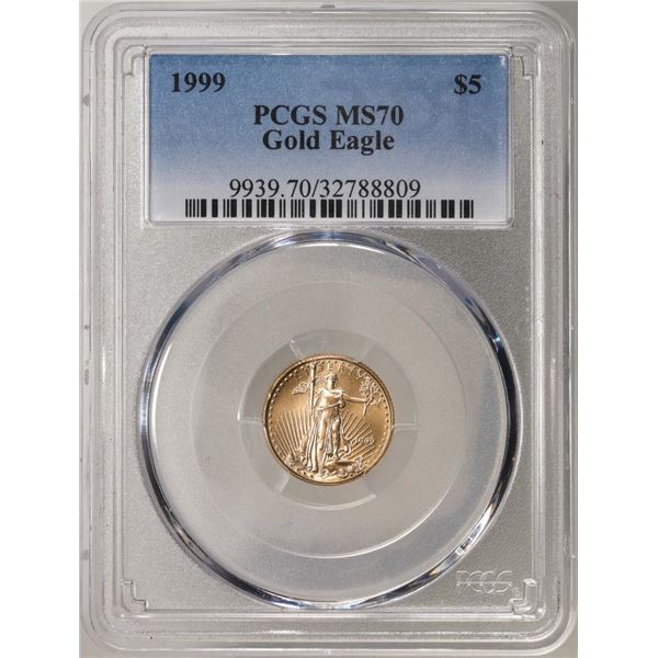 1999 $5 American Gold Eagle Coin PCGS MS70