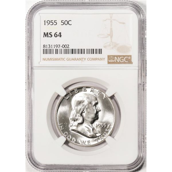 1955 Franklin Half Dollar Coin NGC MS64