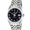 Image 2 : Rolex Mens Stainless Steel Black Roman Datejust Wriswatch
