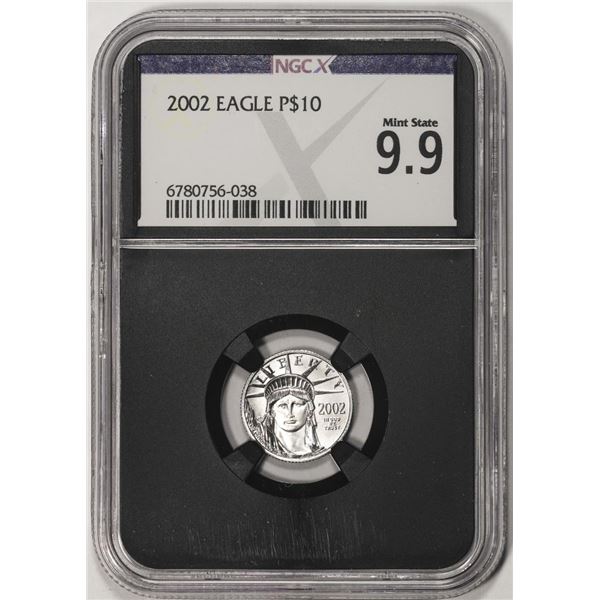 2002 $10 Platinum American Eagle Coin NGCX Mint State 9.9