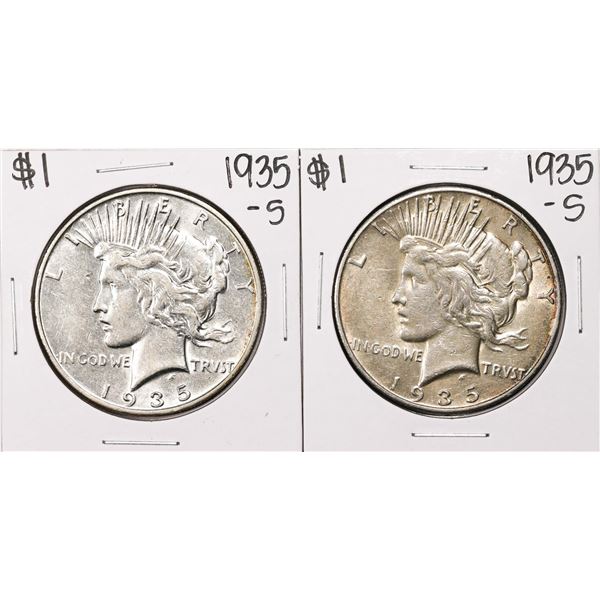 Lot of (2) 1935-S $1 Peace Silver Dollar Coins
