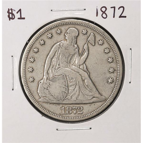 1872 $1 Seated Liberty Silver Dollar Coin