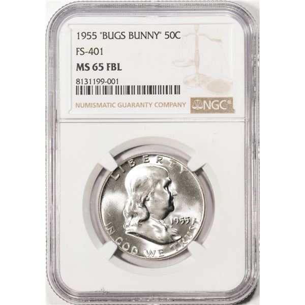 1955 "Bugs Bunny" FS-401 Franklin Half Dollar Coin NGC MS65FBL