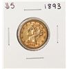 Image 1 : 1893 $5 Liberty Head Half Eagle Gold Coin