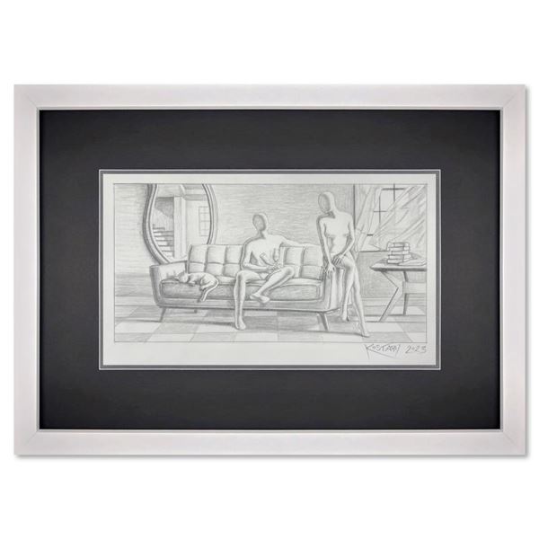 Mark Kostabi "The Moment of Truth" Original Drawing on Paper