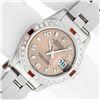 Image 2 : Rolex Ladies Stainless Steel Salmon Arabic Ruby and Diamond Datejust Wristwatch