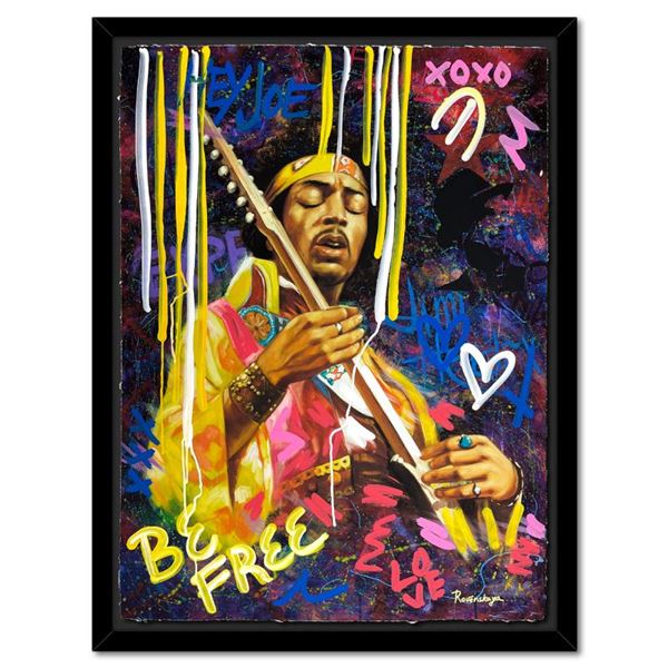 Nastya Rovenskaya "Jimi Hendrix" Original Mixed Media on Paper