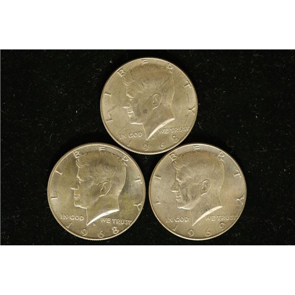 2-1968-D & 1969-D 40% SILVER JOHN F. KENNEDY HALFS