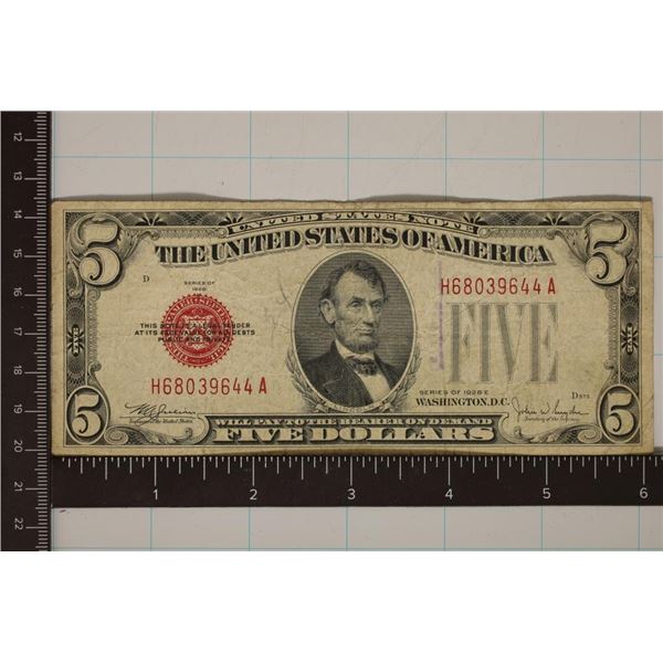 1928-E US $5 RED SEAL NOTE
