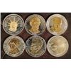 Image 1 : 6 PARTIALLY GOLD PLATED DOUBLE EAGLE METAL TOKENS
