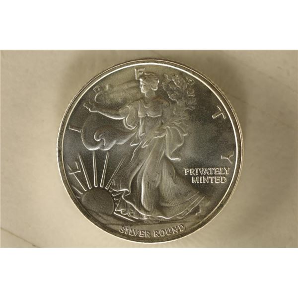 1/2 TROY OZ. .999 FINE SILVER UNC ROUND WALKING