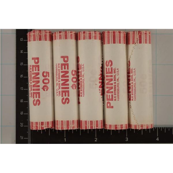 5 SOLID DATE ROLLS OF BU 2004-P LINCOLN CENTS